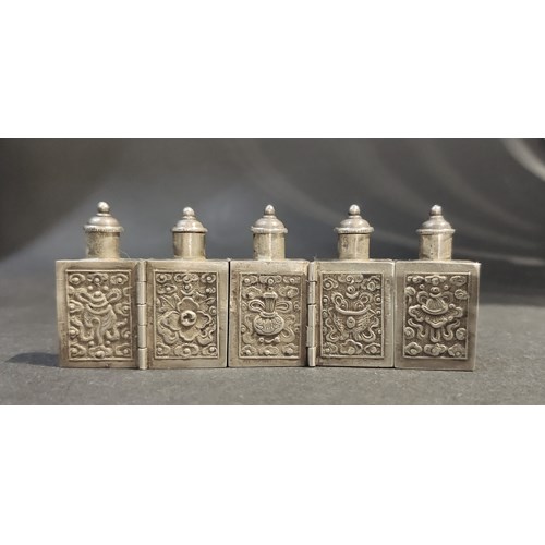 A silver five cased medecine bottlle and snuff bottle 1850/1900